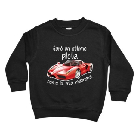 Felpa bambino sarò un ottimo pilota come la mia mamma