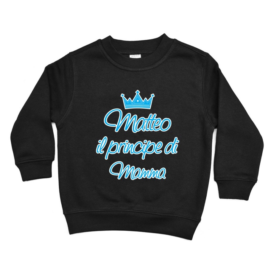 Felpa bambino personalizzata con nome il principe di mamma la principessa di mamma e corona Per la mamma