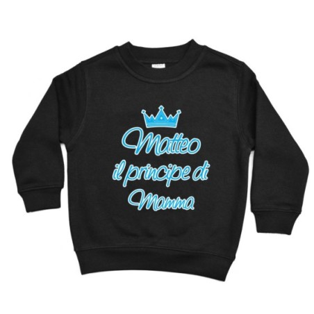 Felpa bambino personalizzata con nome il principe di...