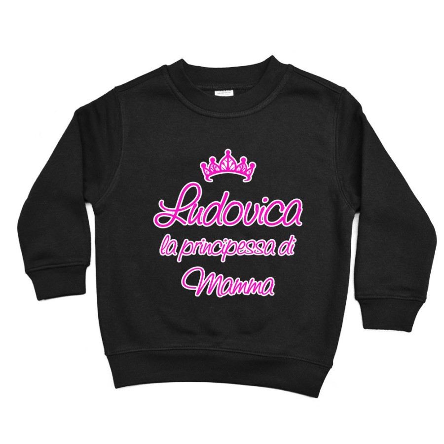 Felpa bambino personalizzata con nome il principe di mamma la principessa di mamma e corona Per la mamma