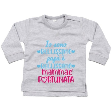 Felpa neonato io sono bellissimo papà è bellissimo mamma...