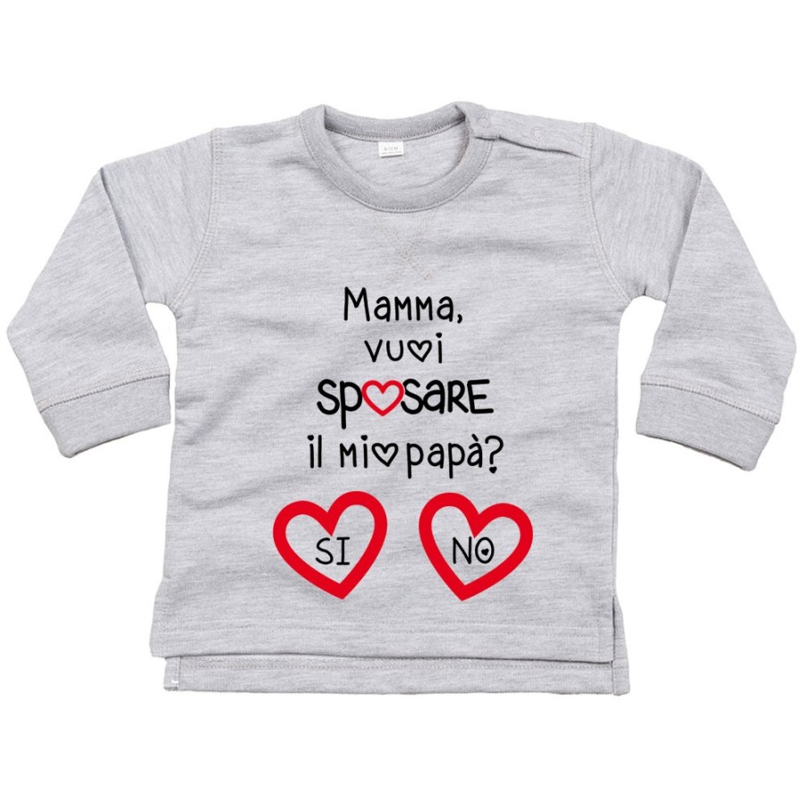 Felpa neonato mamma vuoi sposare il mio papà? si o no? Per la mamma