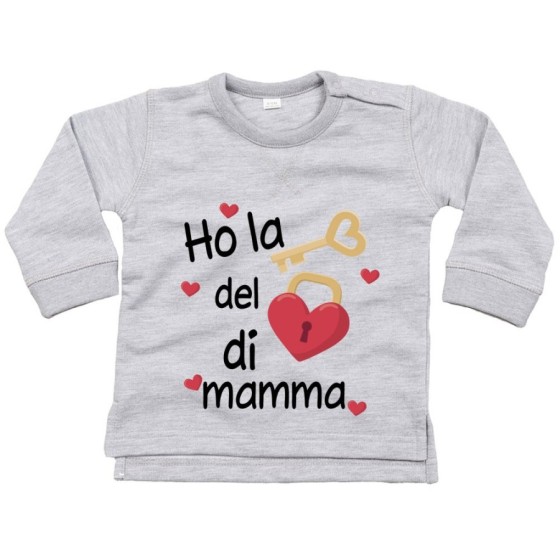 Felpa neonato ho la chiave del cuore di mamma Per la mamma