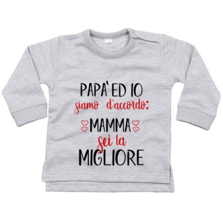 Felpa neonato papà ed io siamo d'accordo mamma sei la...
