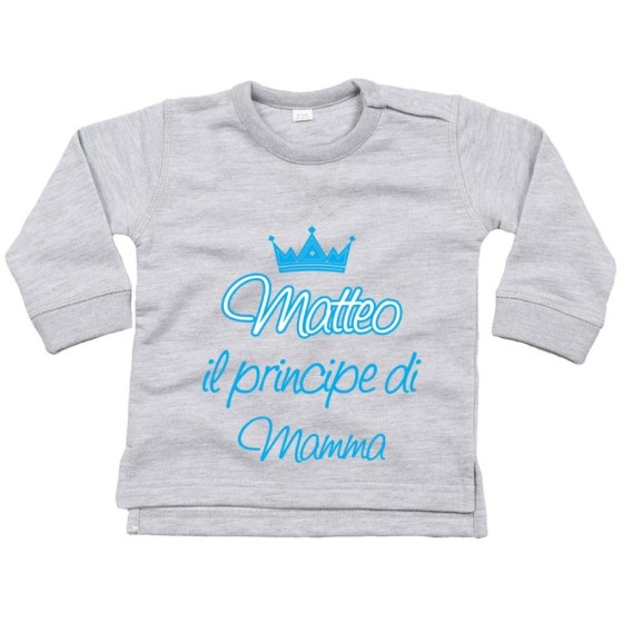 Felpa neonato personalizzata con nome il principe di mamma la principessa di mamma e corona Per la mamma