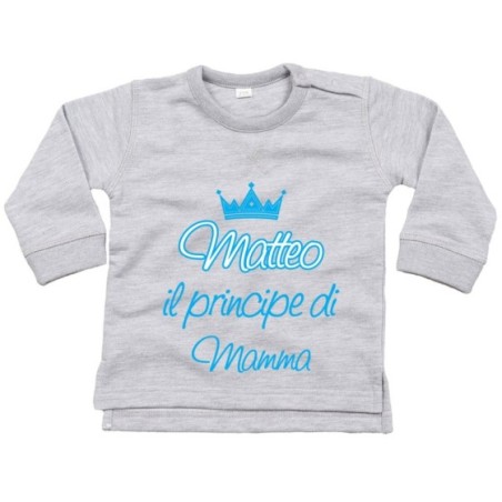 Felpa neonato personalizzata con nome il principe di...