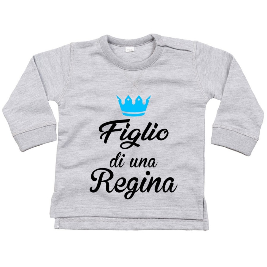 Felpa neonato figlio di una regina figlia di una regina con corona azzurra fucsia Per la mamma