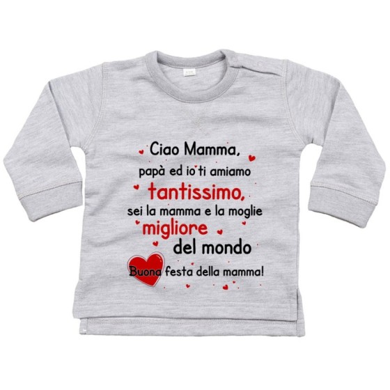 Felpa mamma papà ed io ti amiamo tantissimo sei la migliore al mondo buona festa della mamma Per la mamma