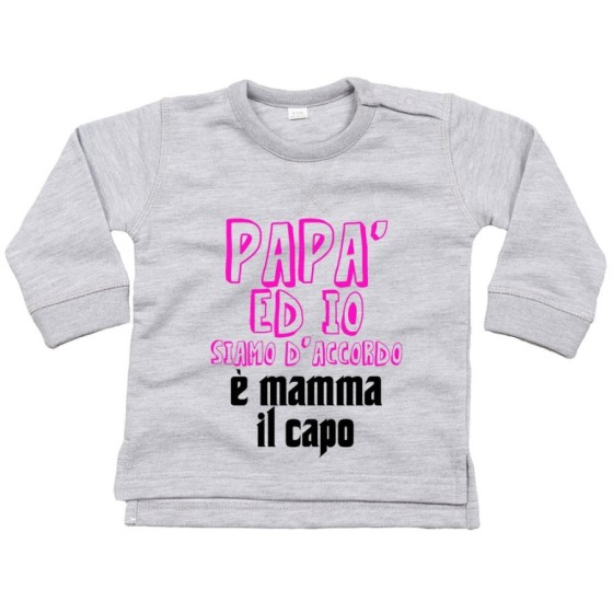 Felpa neonato papà ed io siamo d'accordo è mamma il capo Per la mamma