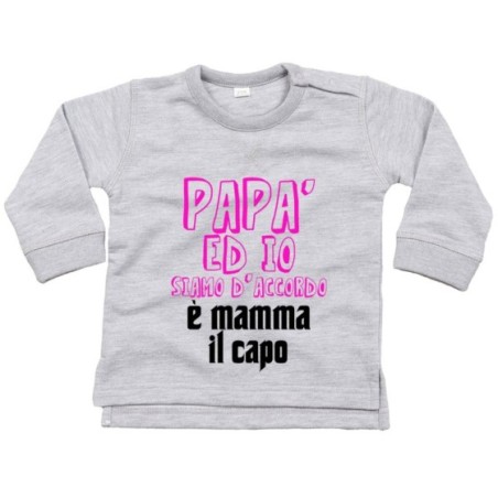 Felpa neonato papà ed io siamo d'accordo è mamma il capo