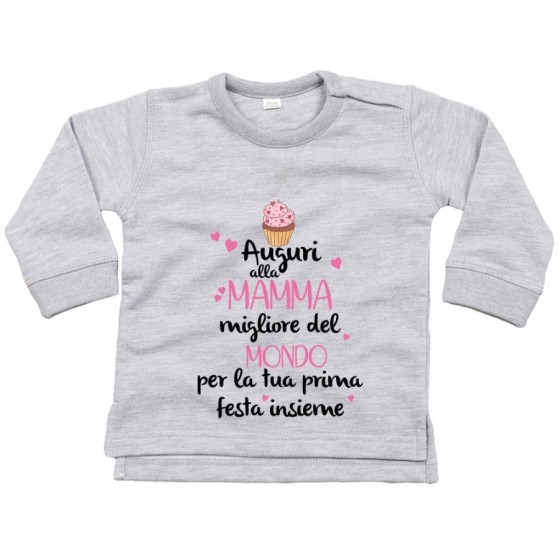 Felpa neonato zeppola auguri al mamma migliore del mondo per la tua prima festa insieme Per la mamma