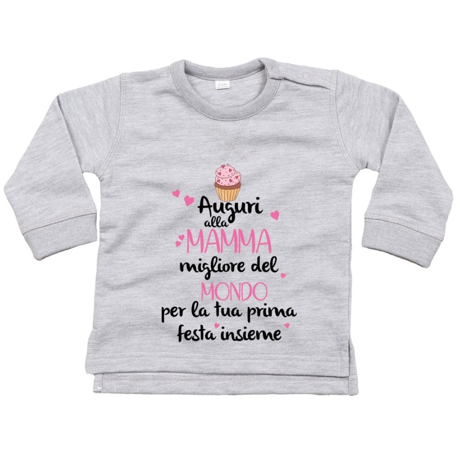 Felpa neonato zeppola auguri al mamma migliore del mondo per la tua prima festa insieme Per la mamma