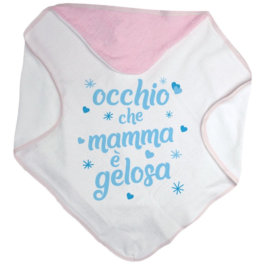 Accappatoio neonato occhio che mamma è gelosa con cuori e stelle Per la mamma
