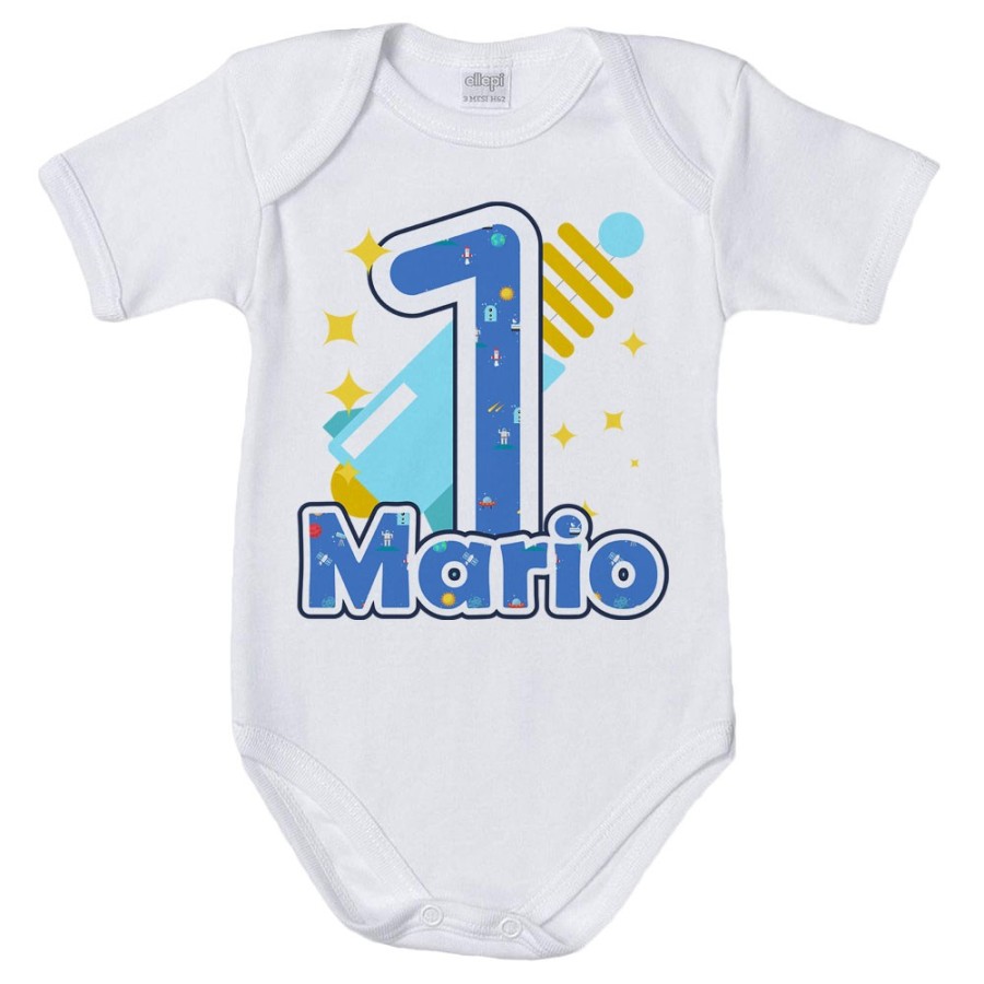 Body neonato personalizzato con nome festa a tema spaziale Compleanno