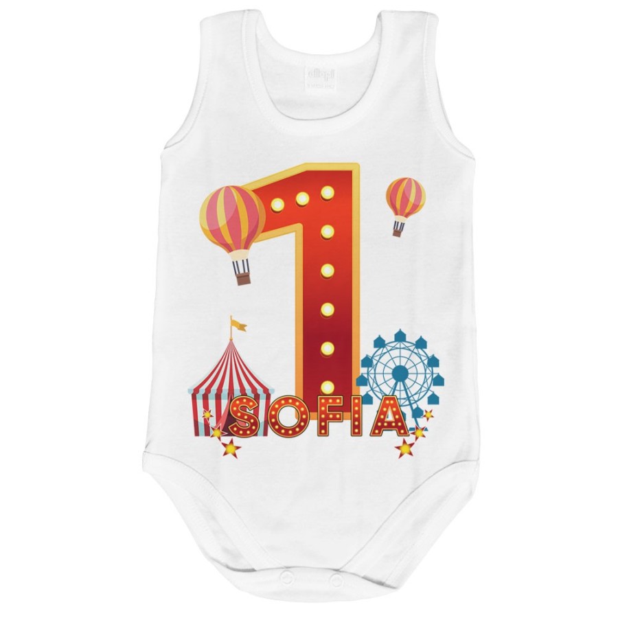 Body neonato personalizzato con nome festa a tema circo Compleanno