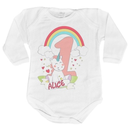 Body neonato personalizzato con nome festa a tema unicorno Compleanno