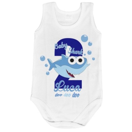 Body neonato personalizzato con nome festa a tema baby shark