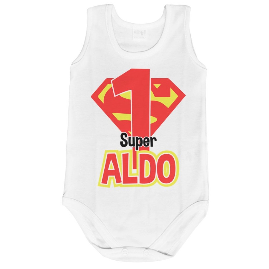 Body neonato personalizzato con nome festa a tema superman Compleanno