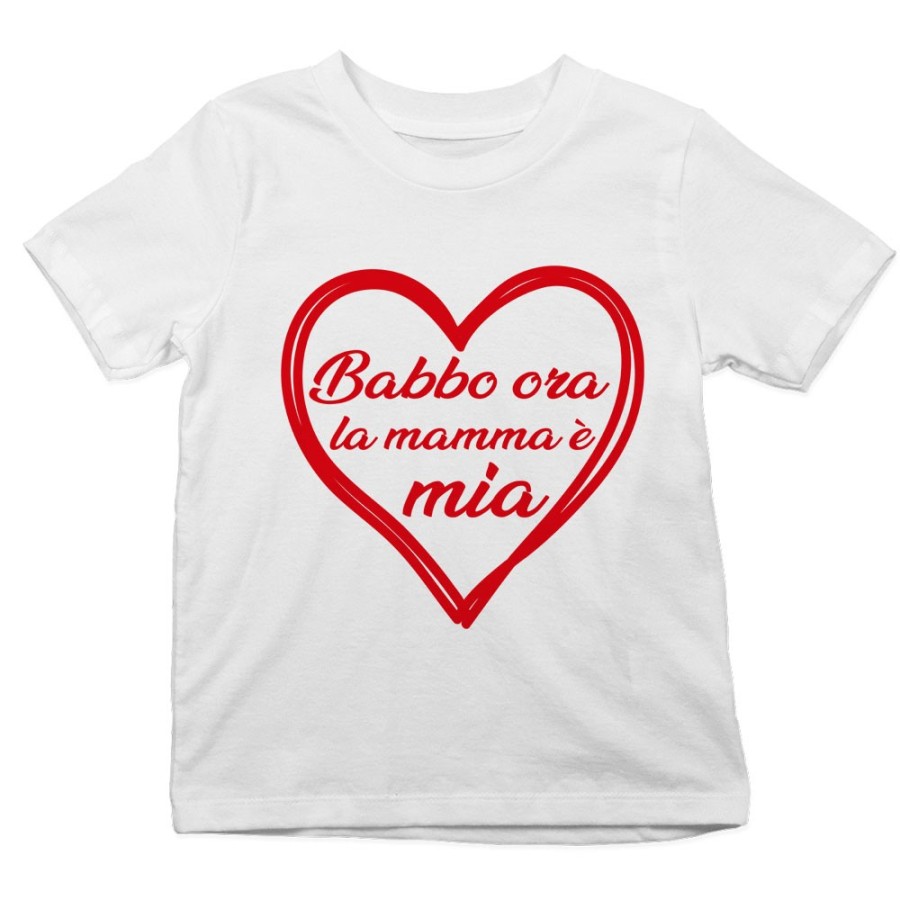 T-shirt bambino mamma ora babbo è mio Per la mamma