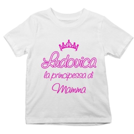 T-shirt bambino personalizzata con nome il principe di mamma la principessa di mamma e corona Per la mamma