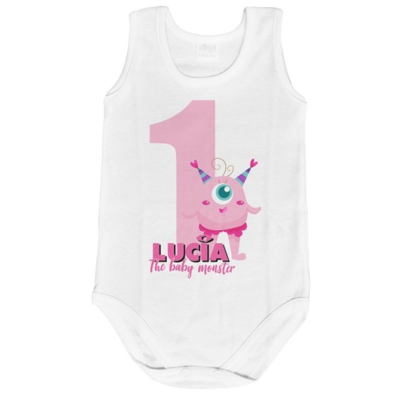 Body neonato personalizzato con nome festa a tema monster e co Compleanno