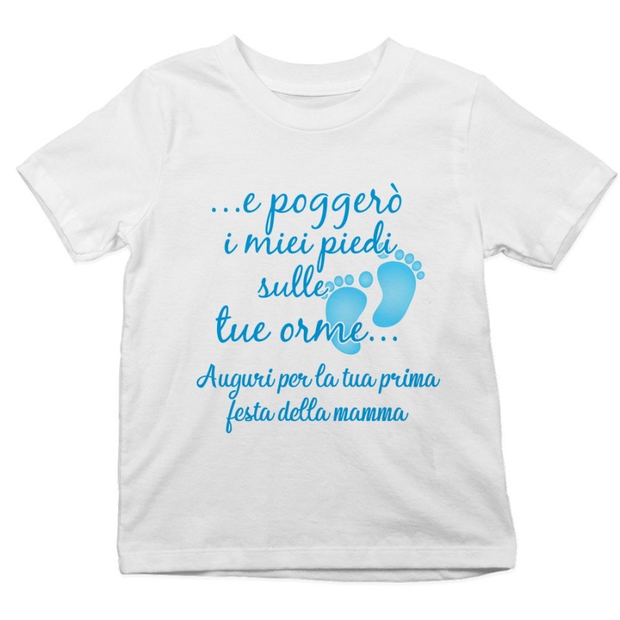 T-shirt bambino e poggerò i miei piedi sulle tue orme auguri per la tua prima festa della mamma Per la mamma