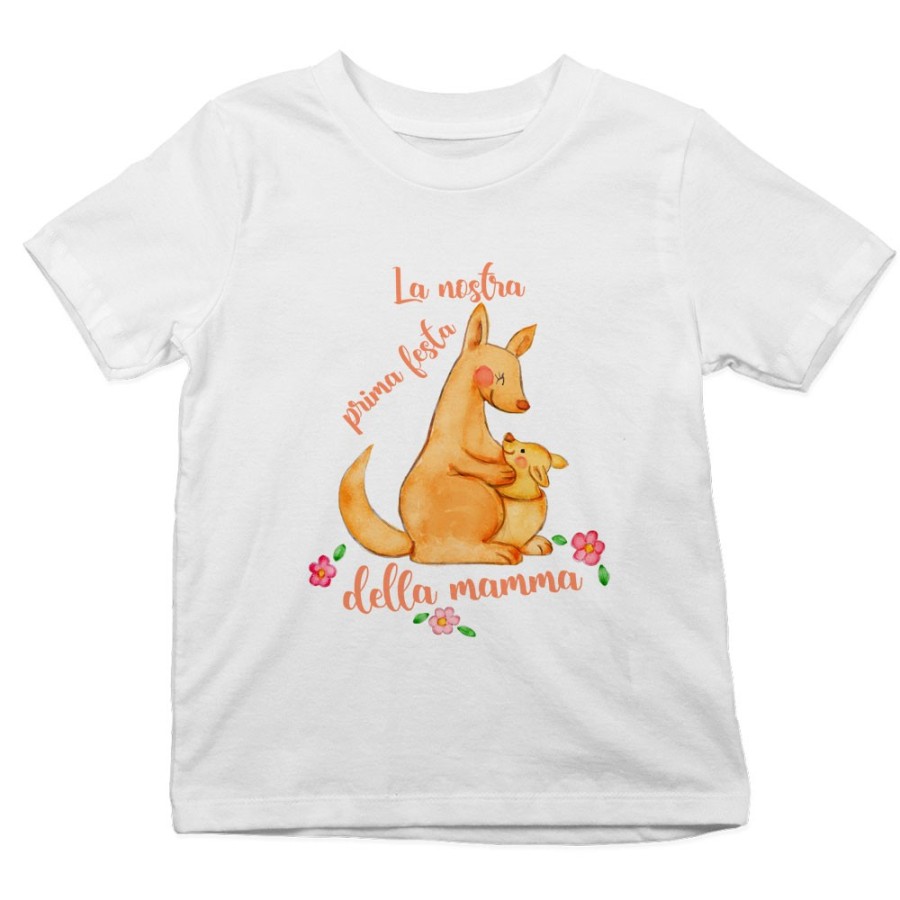 T-shirt bambino la nostra prima festsa della mamma canguro Per la mamma