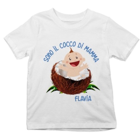 T-shirt bambino personalizzata con nome sono il cocco di mamma Per la mamma