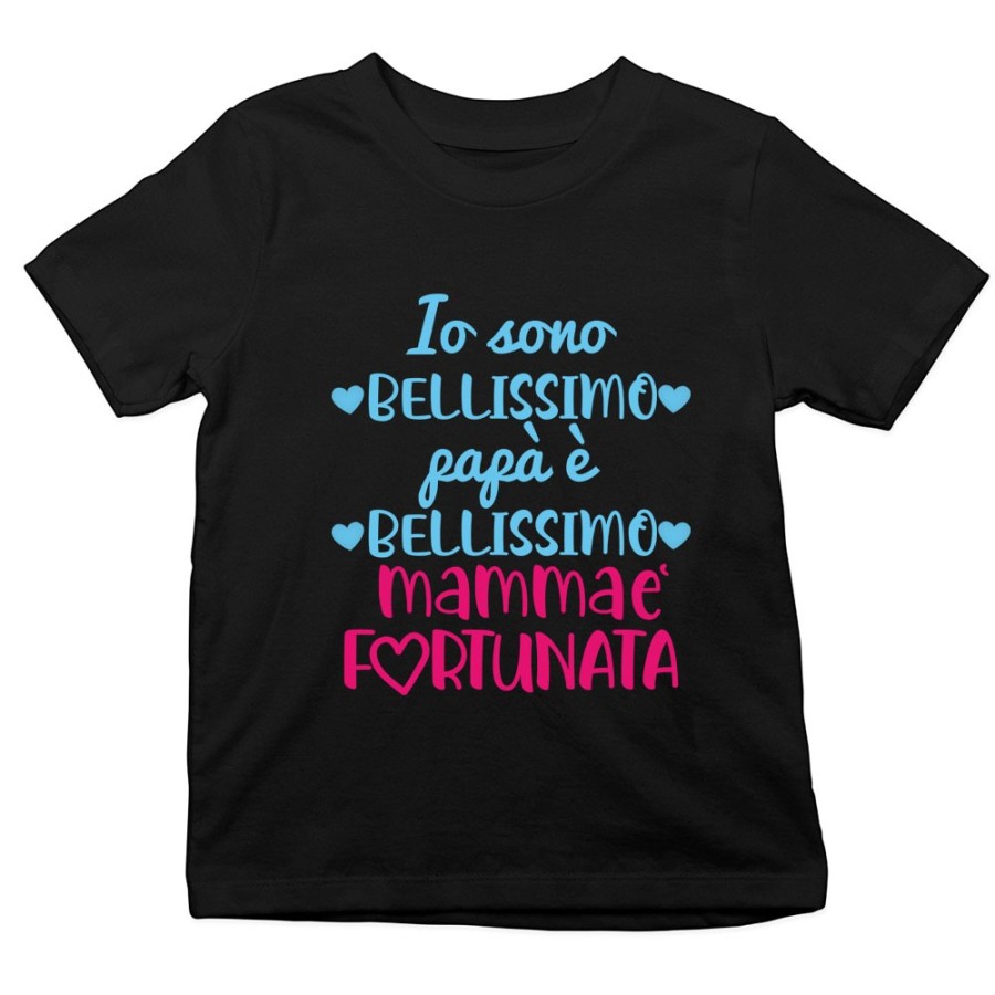 T-shirt bambino io sono bellissimo papà è bellissimo mamma è fortunata Per la mamma
