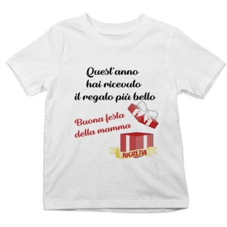 T-shirt bambino personalizzata con nome mamma quest'anno hai ricevuto il regalo più bello Per la mamma