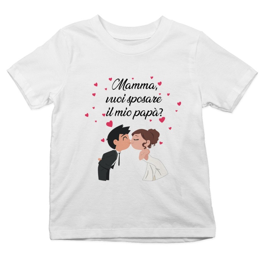 T-shirt bambino mamma vuoi sposare il mio papà abiti da sposi Per la mamma