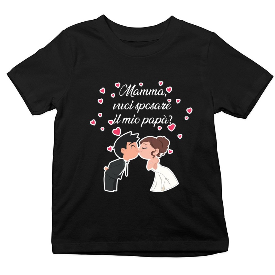 T-shirt bambino mamma vuoi sposare il mio papà abiti da sposi Per la mamma