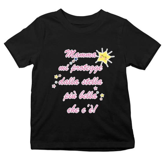 T-shirt bambino mamma mi protegge dalla stella più bella che c'è Per la mamma