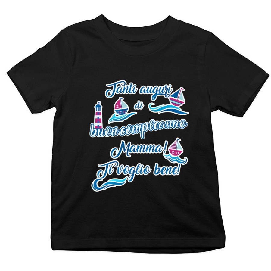 T-shirt bambino buon compleanno mamma con barchette Per la mamma