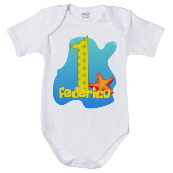 Body neonato personalizzato con nome festa a tema spongebob Compleanno