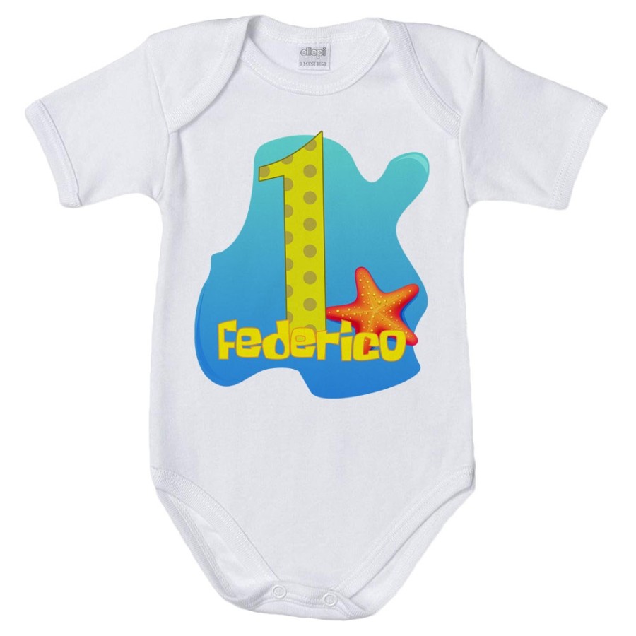 Body neonato personalizzato con nome festa a tema spongebob Compleanno