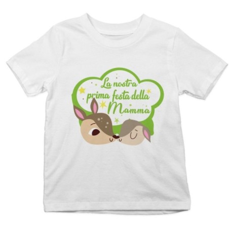 T-shirt bambino la nostra prima festa della mamma cerbiatti