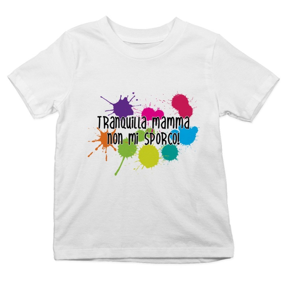 T-shirt bambino tranquilla mamma non mi sporco Per la mamma