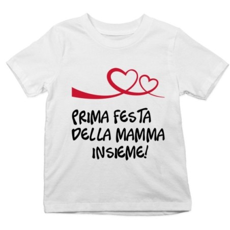 T-shirt bambino prima festa della mamma insieme