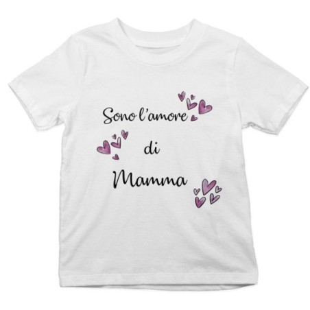 T-shirt bambino sono l'amore di mamma cuori watercolor