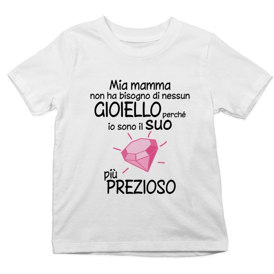 T-shirt bambino mia mamma non ha bisogno di nessun gioiello perchè sono il suo diamante più prezioso Per la mamma