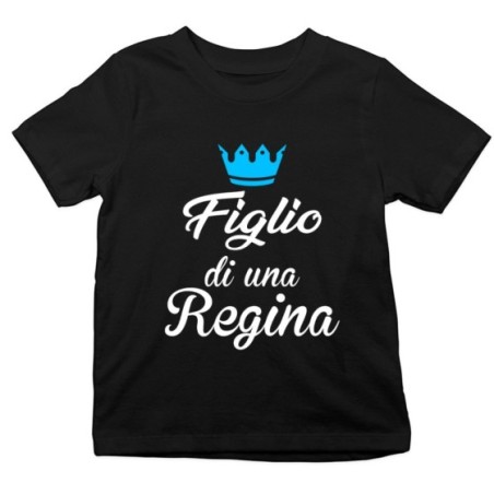 T-shirt bambino figlio di una regina figlia di una regina con corona azzurra fucsia Per la mamma