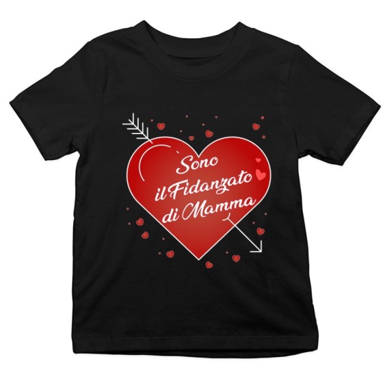 T-shirt bambino sono il fidanzato di mamma con cuori Per la mamma