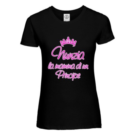 T-shirt donna personalizzata con nome la mamma di un principe e di una principessa Per la mamma