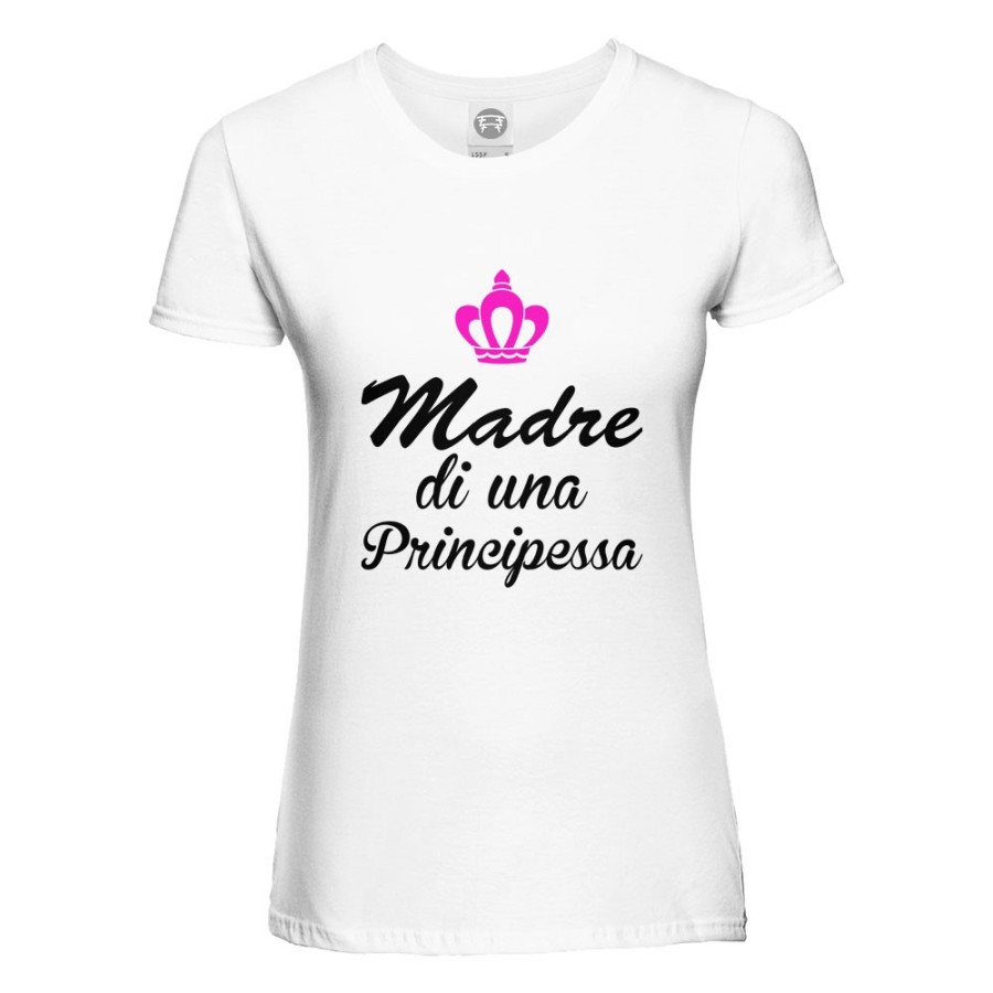 T-shirt donna madre di un principe e principessa con corona fucsia Per la mamma