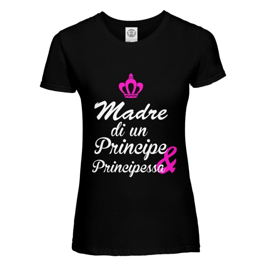 T-shirt donna madre di un principe e principessa con corona fucsia Per la mamma