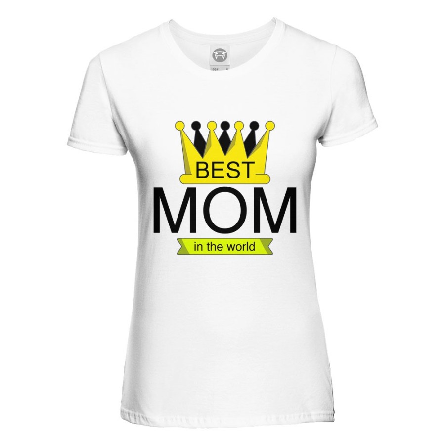 T-shirt donna best mom in the world with crown Per la mamma