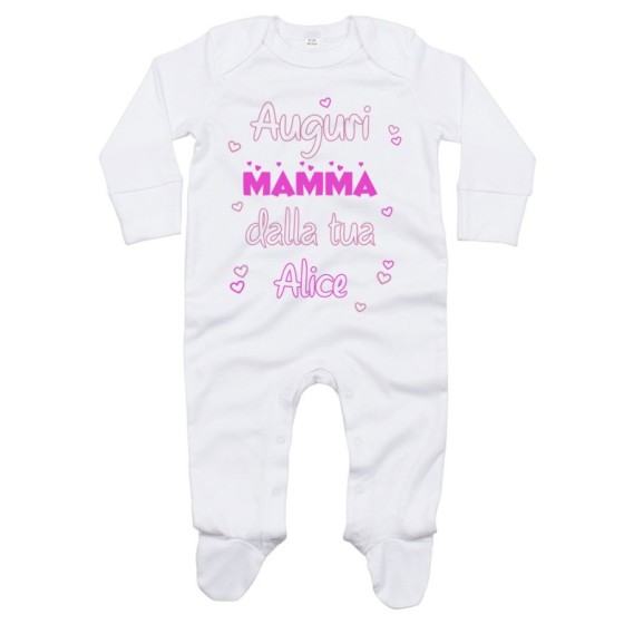 Tutina neonata personalizzata con nome auguri mamma dalla tua Per la mamma