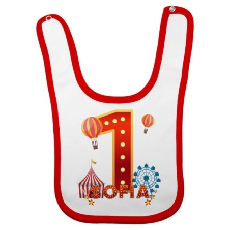 Bavaglino neonato personalizzato con nome festa a tema circo Compleanno