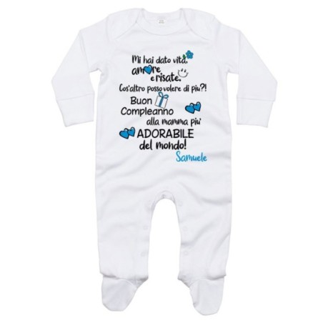 Tutina neonato personalizzata con nome buon compleanno...